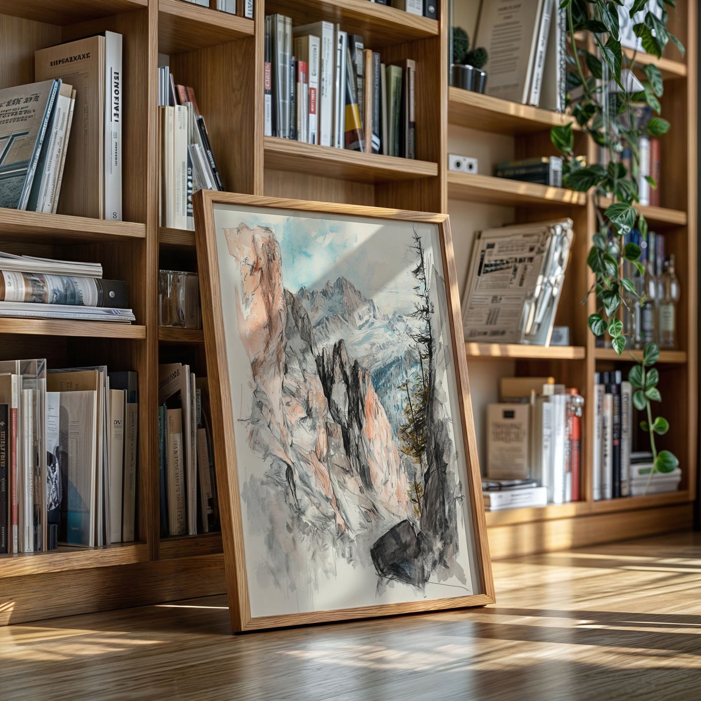 Gallery image 15 for Alpine Canyon Watercolor Print – Mountain Cliff Wall Art