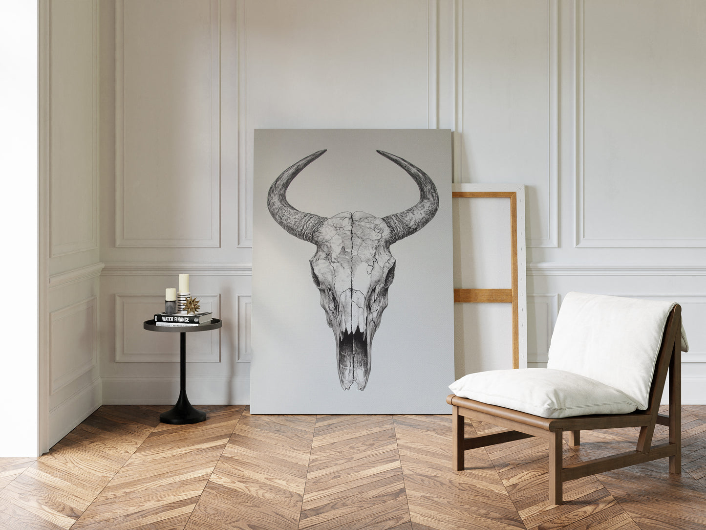 Gallery image 10 for Western Bull Skull Line Art Print – Rustic Cowboy Wall Decor