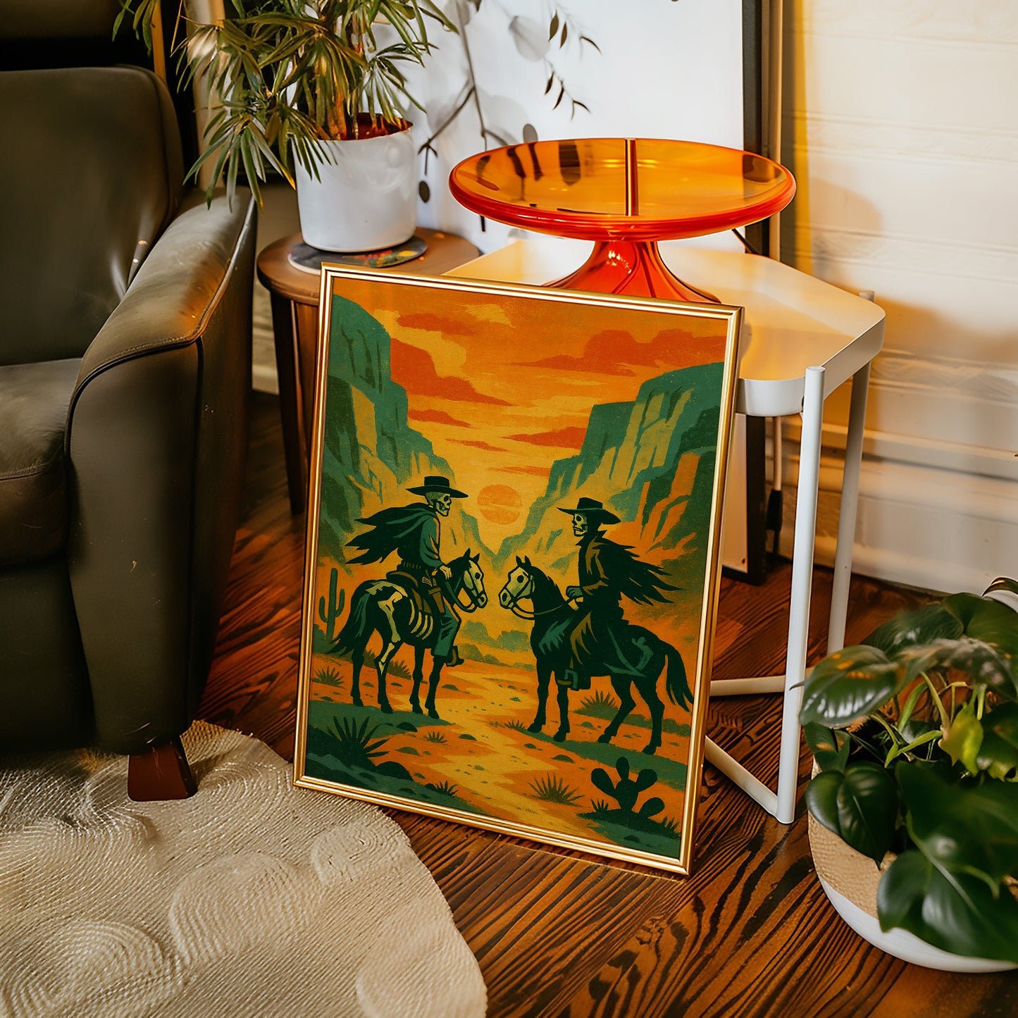 Gallery image 15 for Skeleton Riders at Sundown – Surreal Western Desert Cowboy Art Print