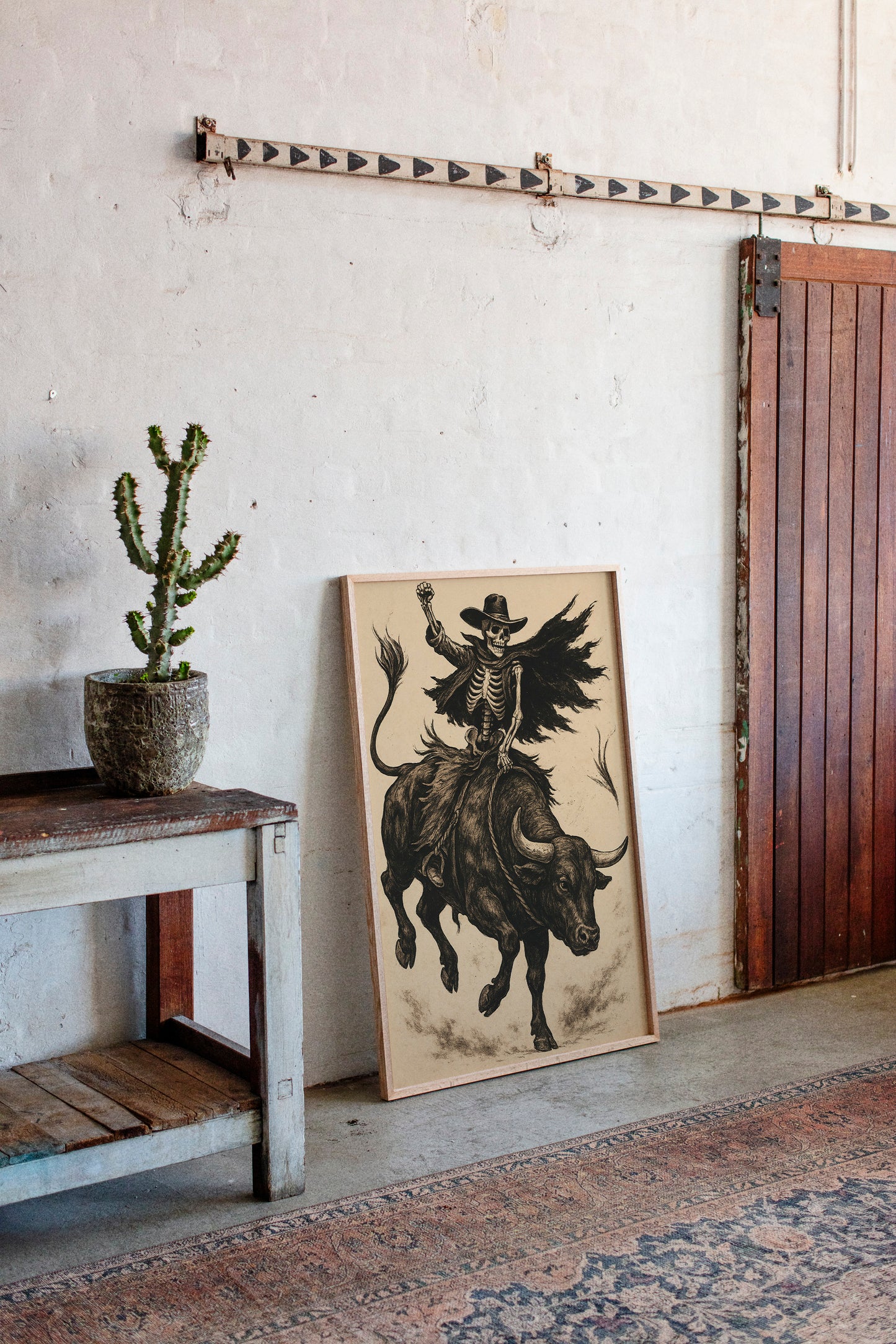 Gallery image 6 for Skeleton Bull Rider – Vintage Western Rodeo Skull Art Print