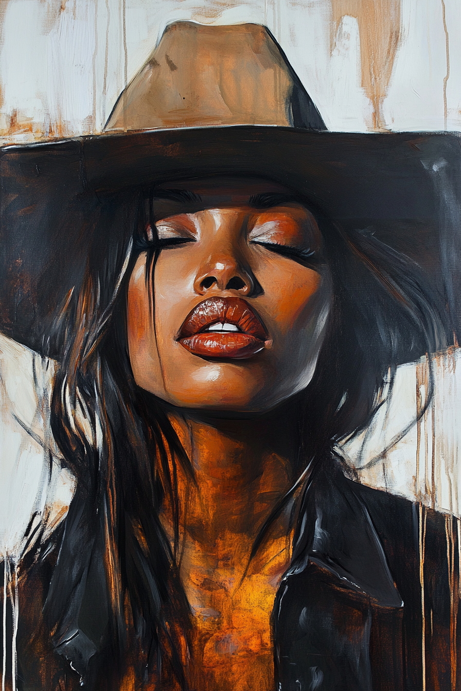 Gallery image 10 for Cowgirl Serenity – Bold Black Western Beauty Portrait Canvas