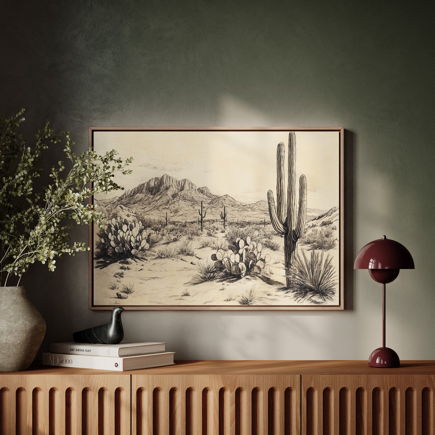 Gallery image 6 for Sonoran Stillness – Vintage Desert Landscape Illustration