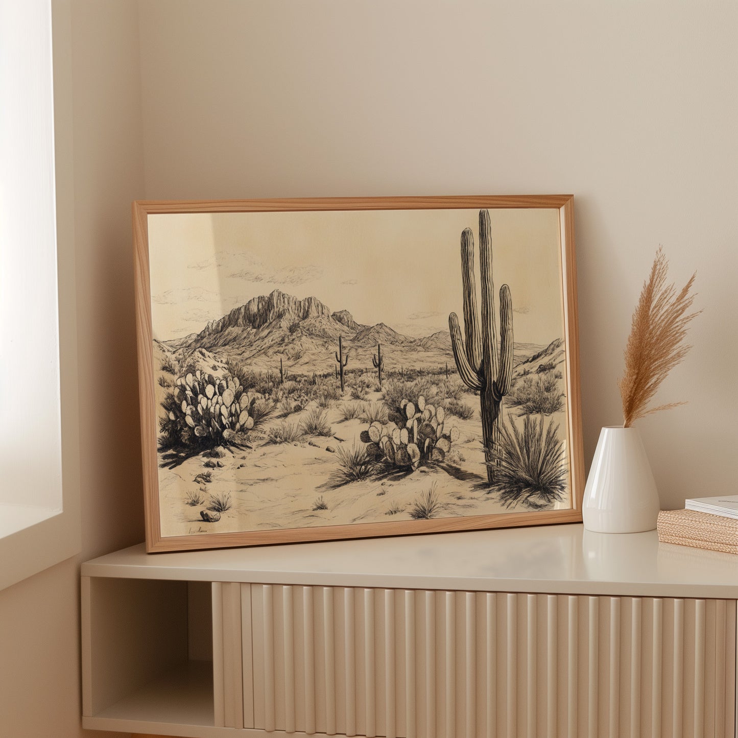 Gallery image 13 for Sonoran Stillness – Vintage Desert Landscape Illustration