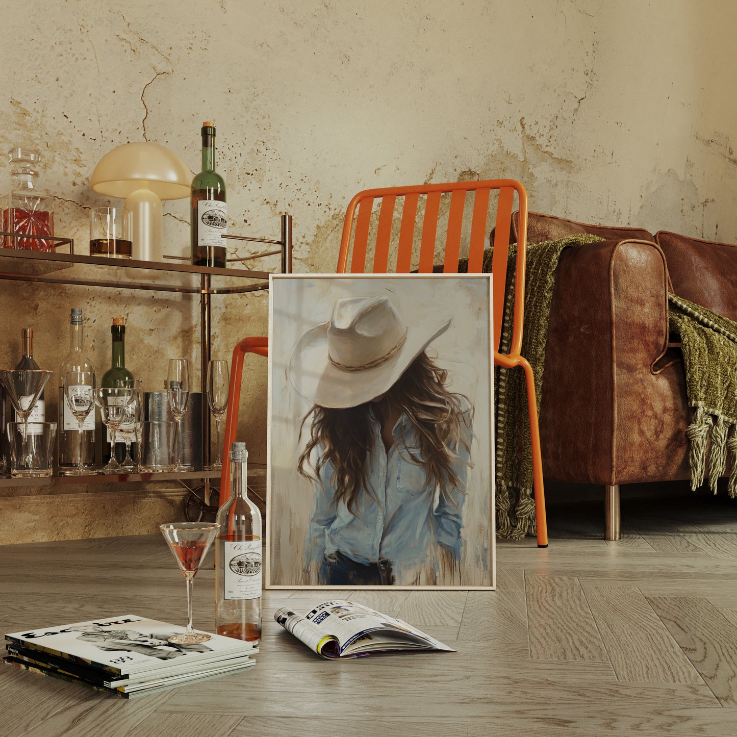 Gallery image 6 for Cowgirl in Blue – Soft Western Elegance Canvas Print