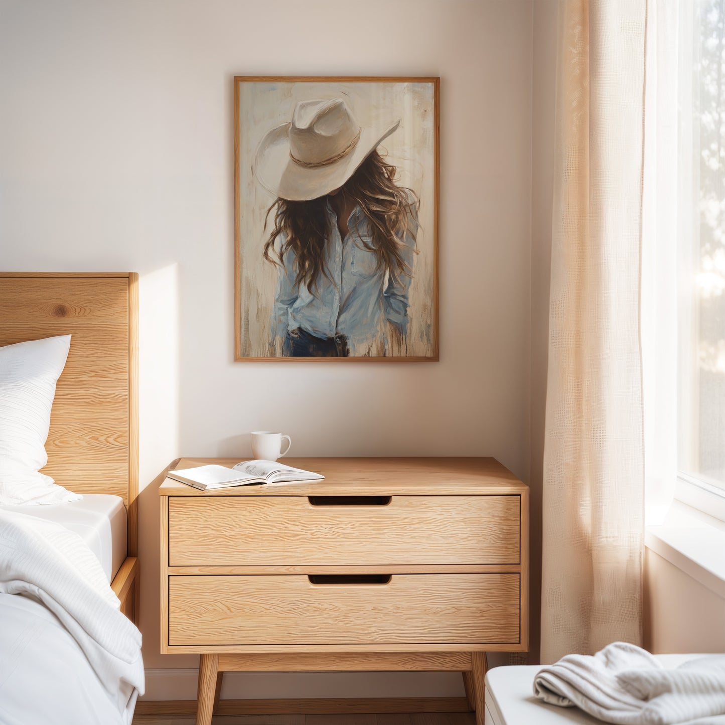 Gallery image 9 for Cowgirl in Blue – Soft Western Elegance Canvas Print