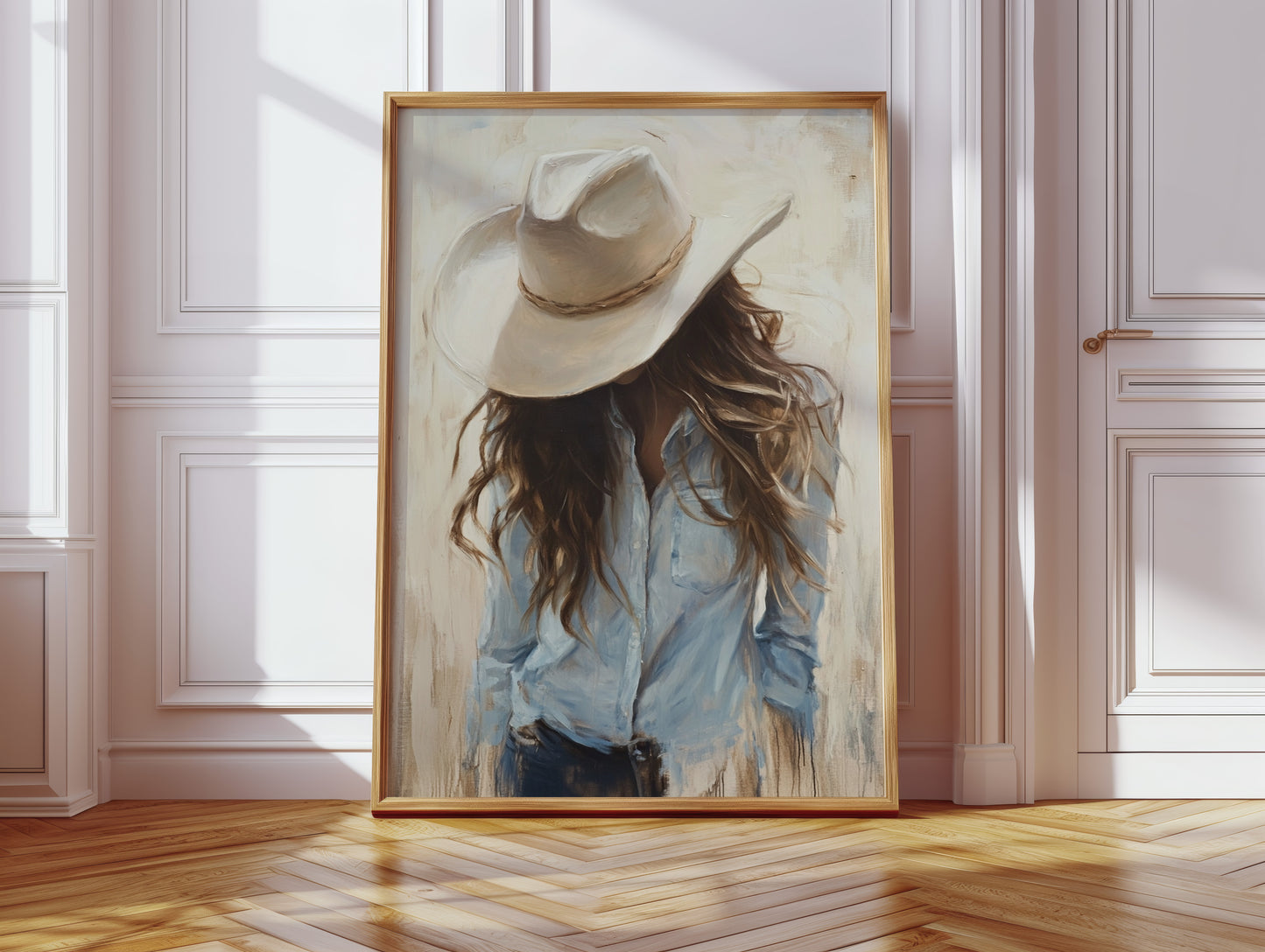 Gallery image 10 for Cowgirl in Blue – Soft Western Elegance Canvas Print
