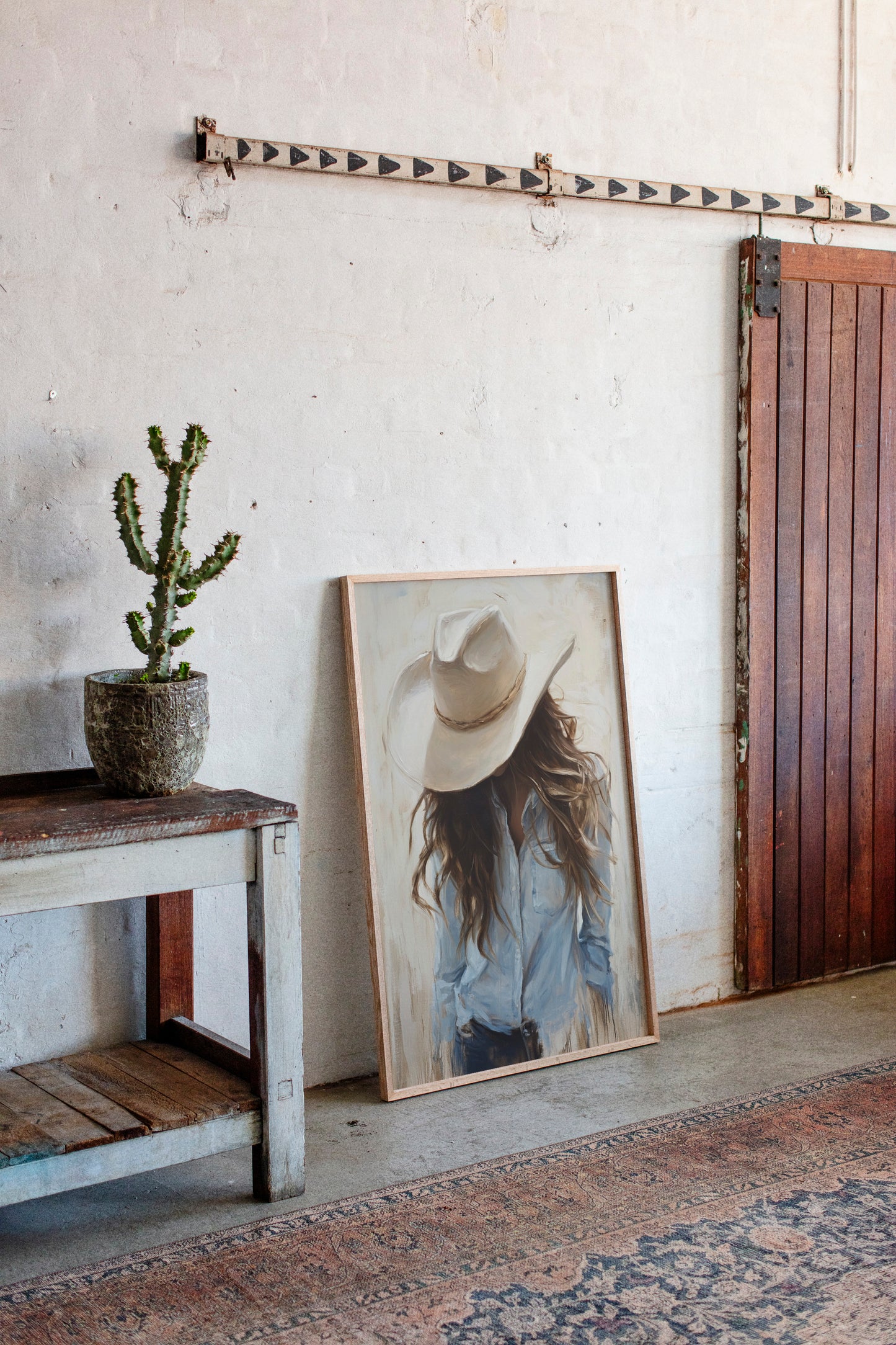Gallery image 12 for Cowgirl in Blue – Soft Western Elegance Canvas Print