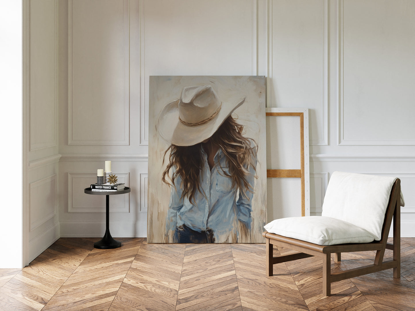 Gallery image 14 for Cowgirl in Blue – Soft Western Elegance Canvas Print
