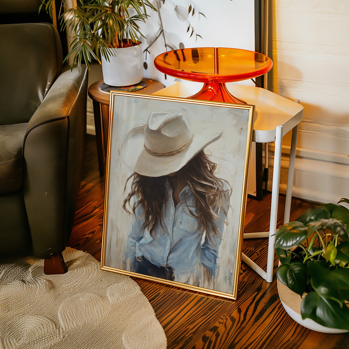 Gallery image 15 for Cowgirl in Blue – Soft Western Elegance Canvas Print