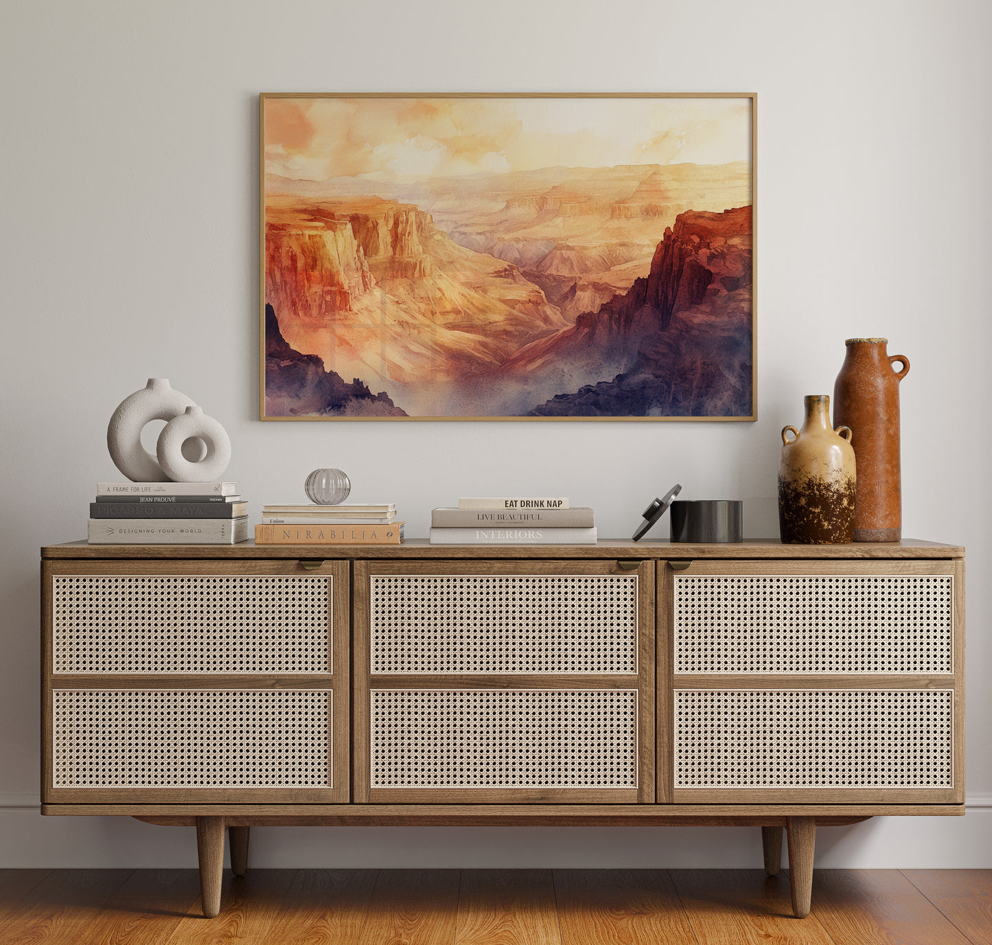 Gallery image 3 for Grand Solitude – Watercolor Canyon Sunset Landscape Print