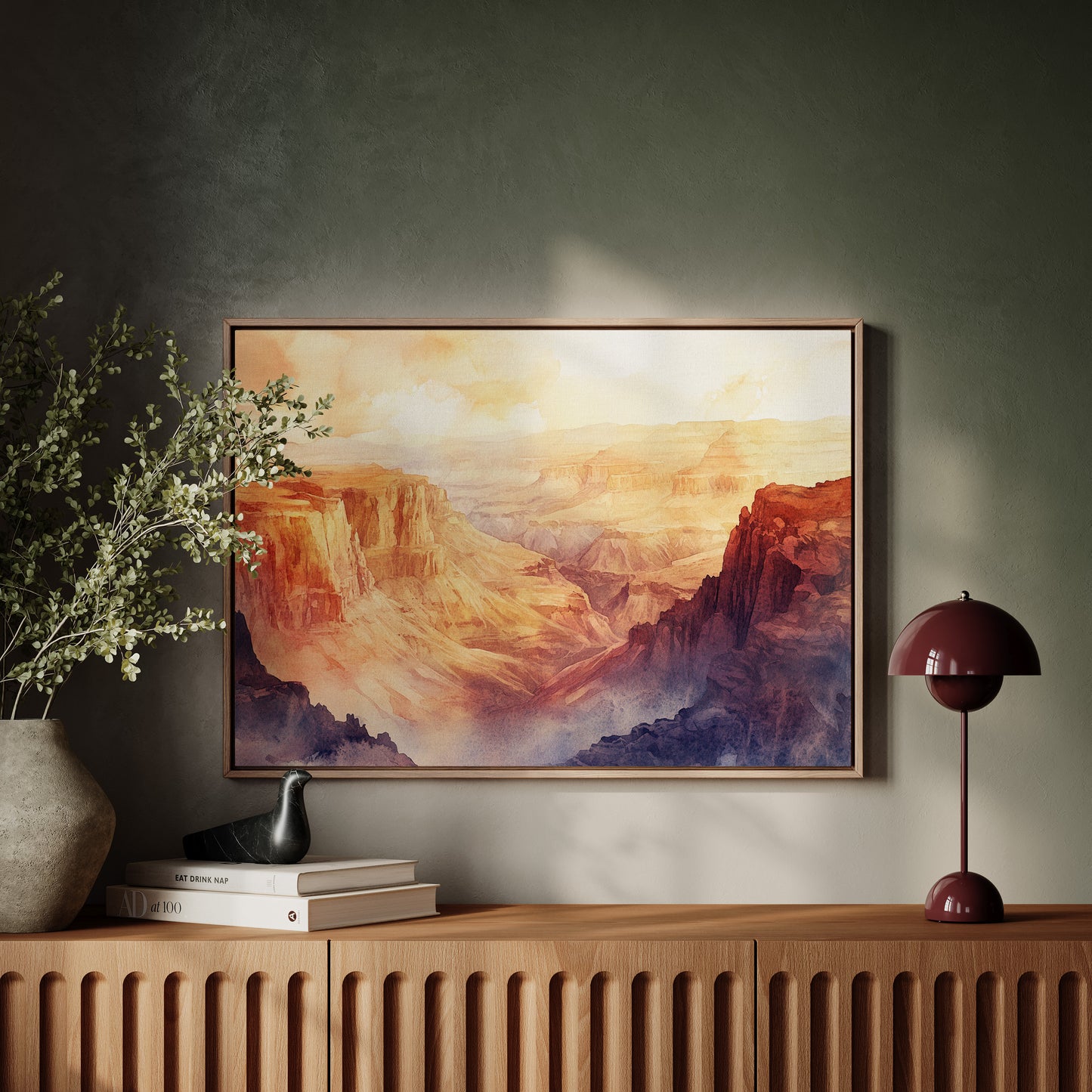 Gallery image 7 for Grand Solitude – Watercolor Canyon Sunset Landscape Print