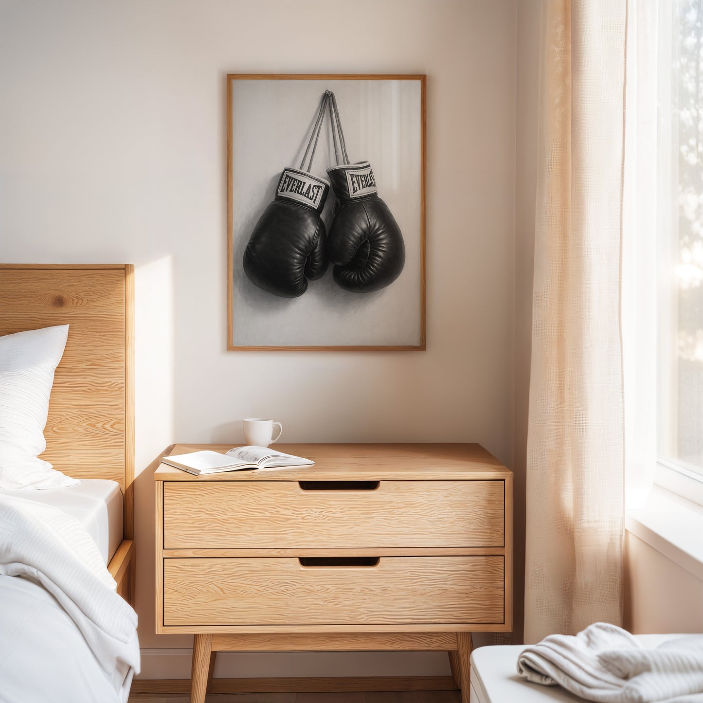 Gallery image 8 for Vintage Everlast Boxing Gloves – Black and White Sports Wall Art