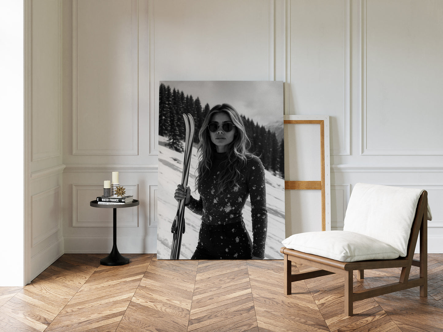 Gallery image 13 for Snow-Covered Skier in Monochrome – Fashionable Winter Sports Photography Print