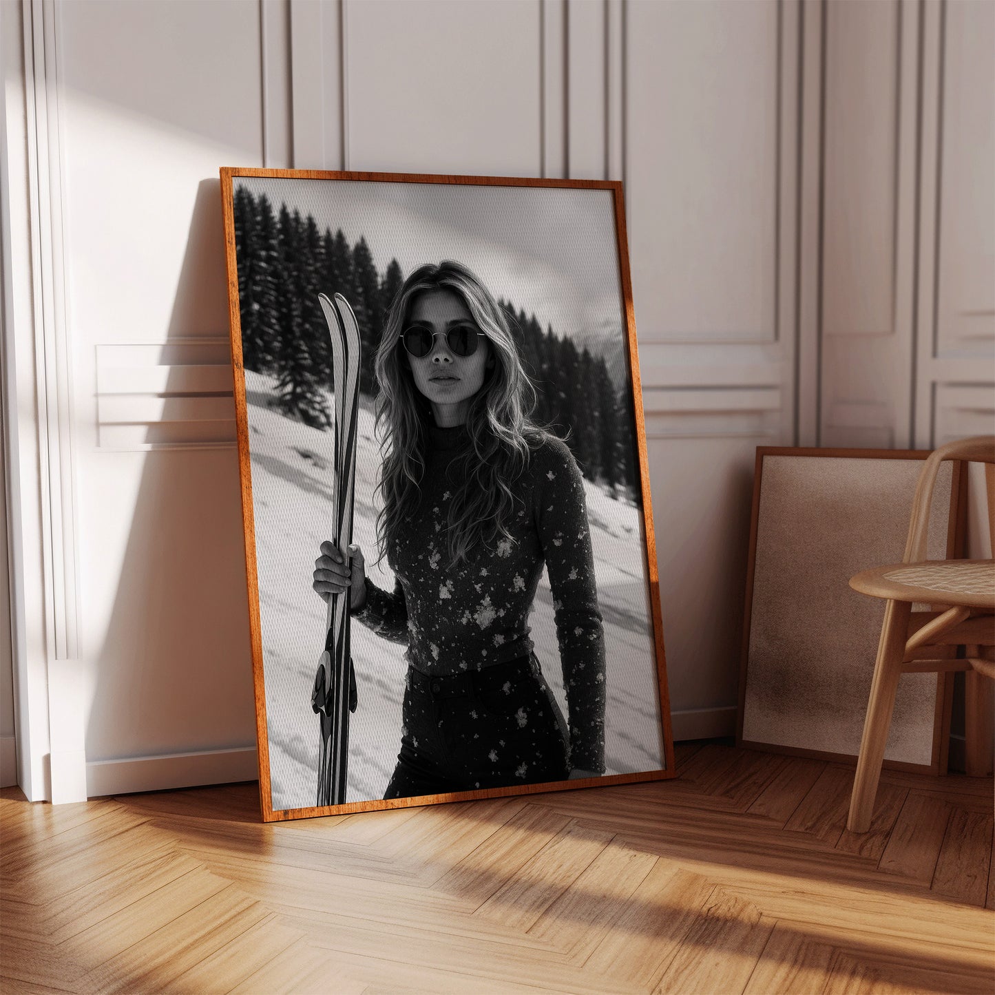 Gallery image 14 for Snow-Covered Skier in Monochrome – Fashionable Winter Sports Photography Print