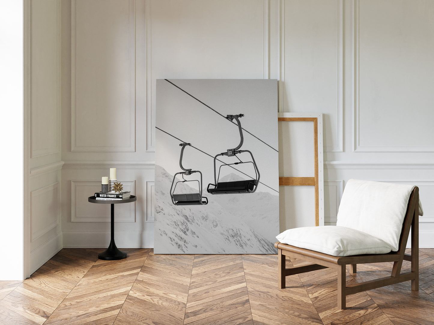 Gallery image 8 for Solitude in Ascent – Minimalist Ski Lift Black & White Print