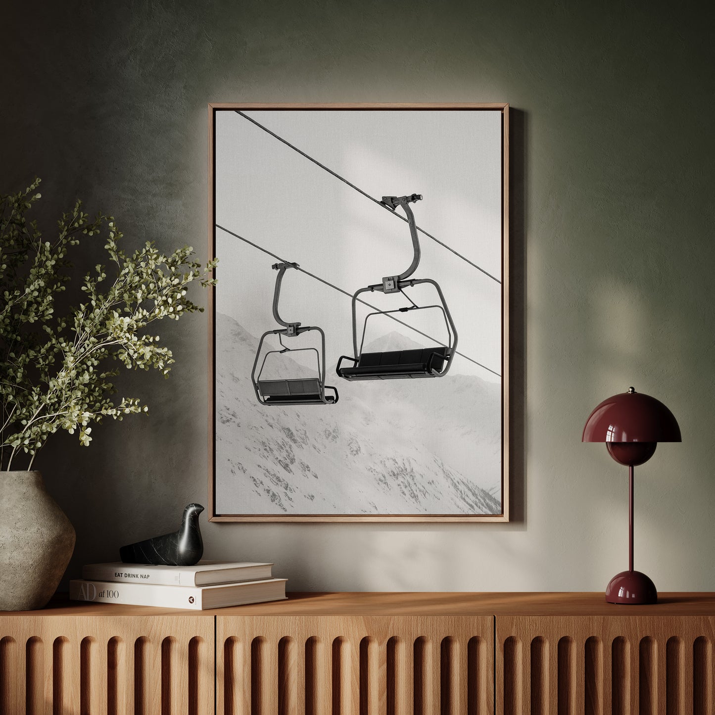 Gallery image 15 for Solitude in Ascent – Minimalist Ski Lift Black & White Print