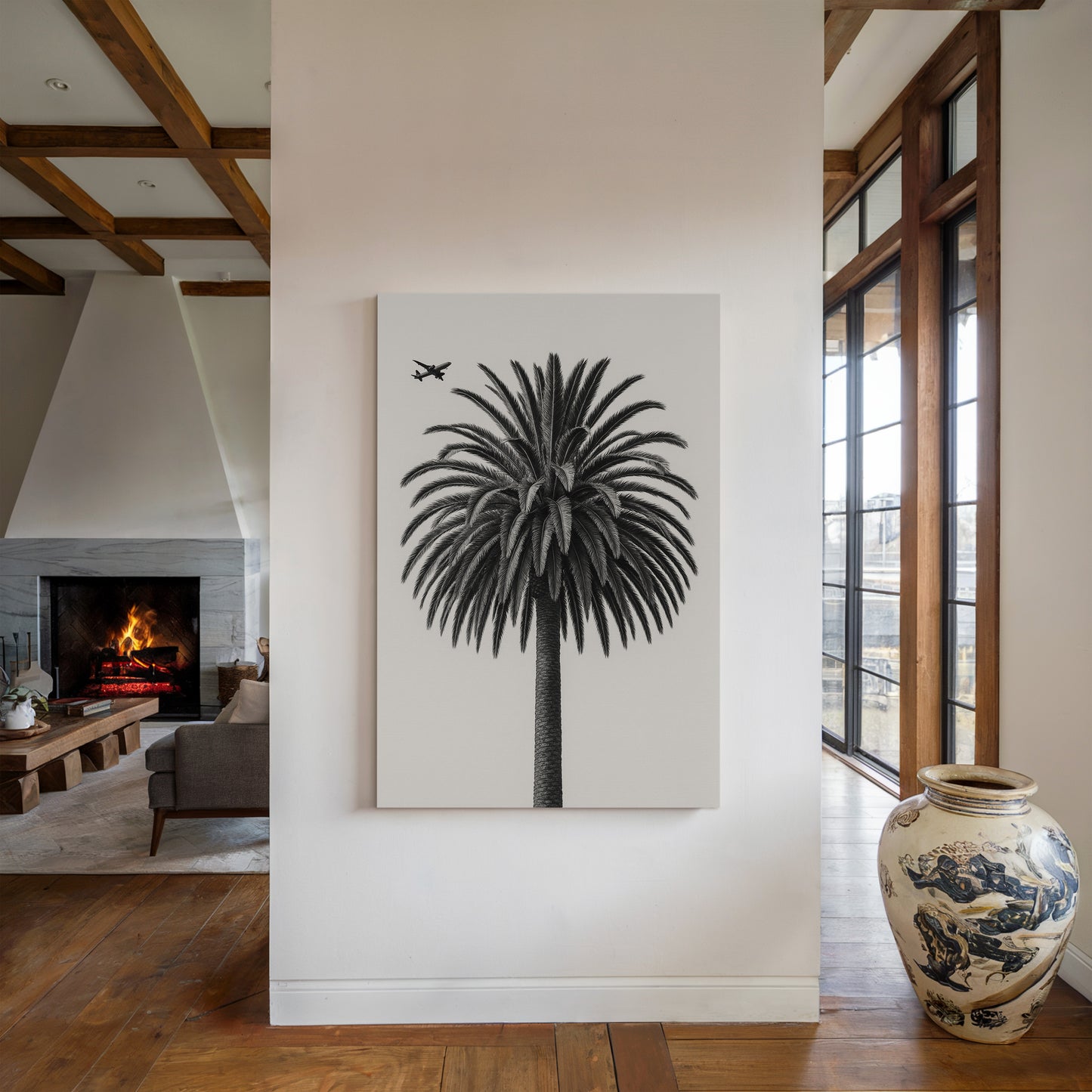 Palm Crown and Passing Plane