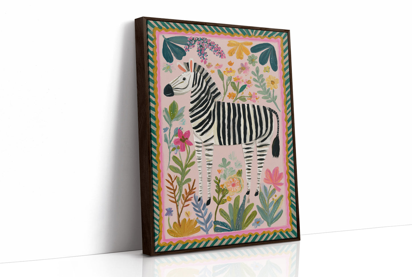 Whimsical Zebra in Floral Paradise
