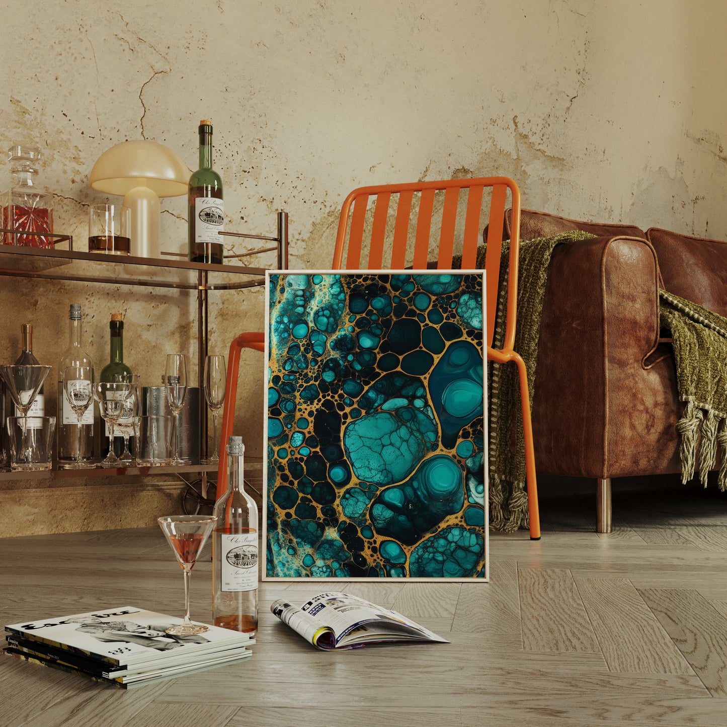 Electric Tides in Teal and Gold