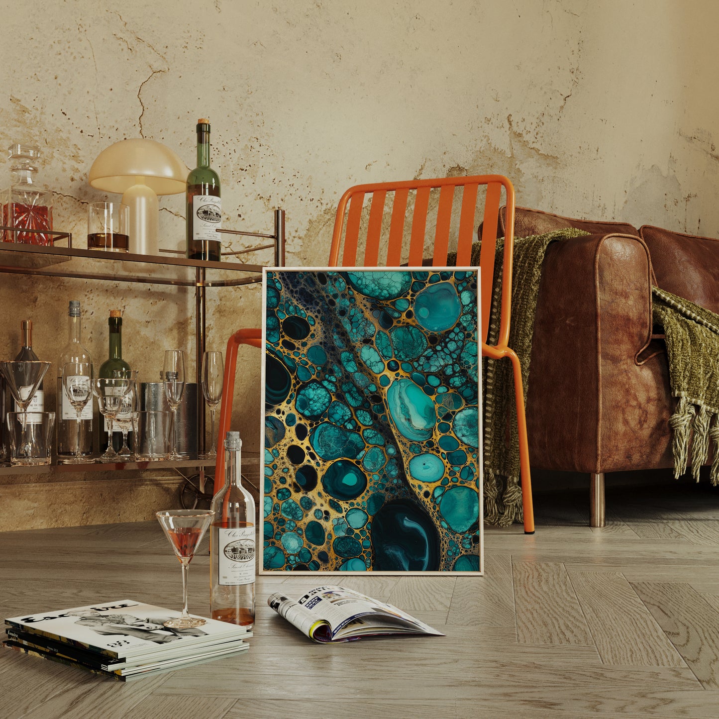 Golden Currents Beneath Turquoise Skin