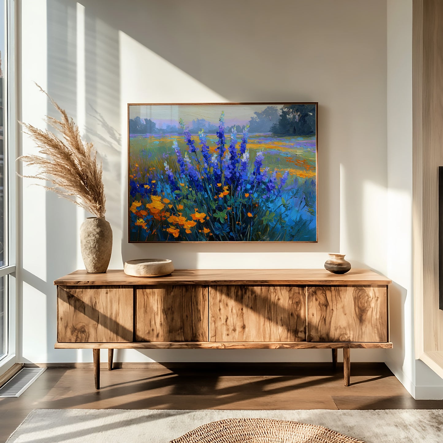 Delphiniums Dance With Golden Poppies