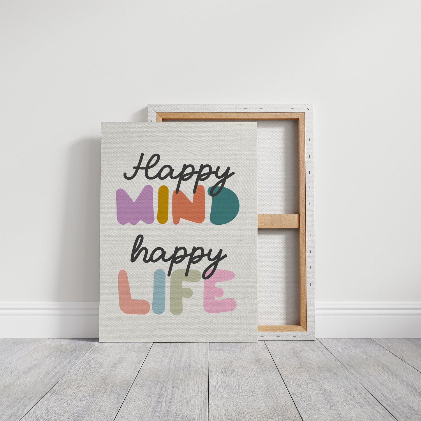 Happy Mind Happy Life Colorful Typography