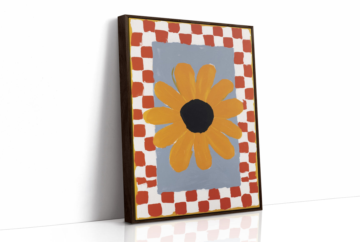 Checkered Borders Frame Golden Bloom