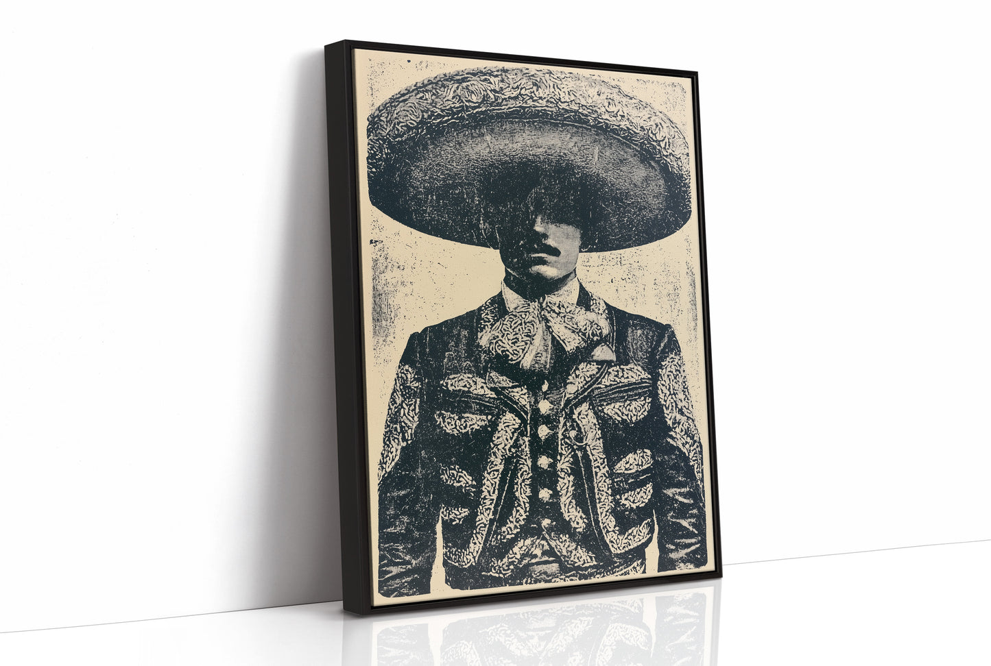 The Charro's Silhouette: Vintage Screen Print