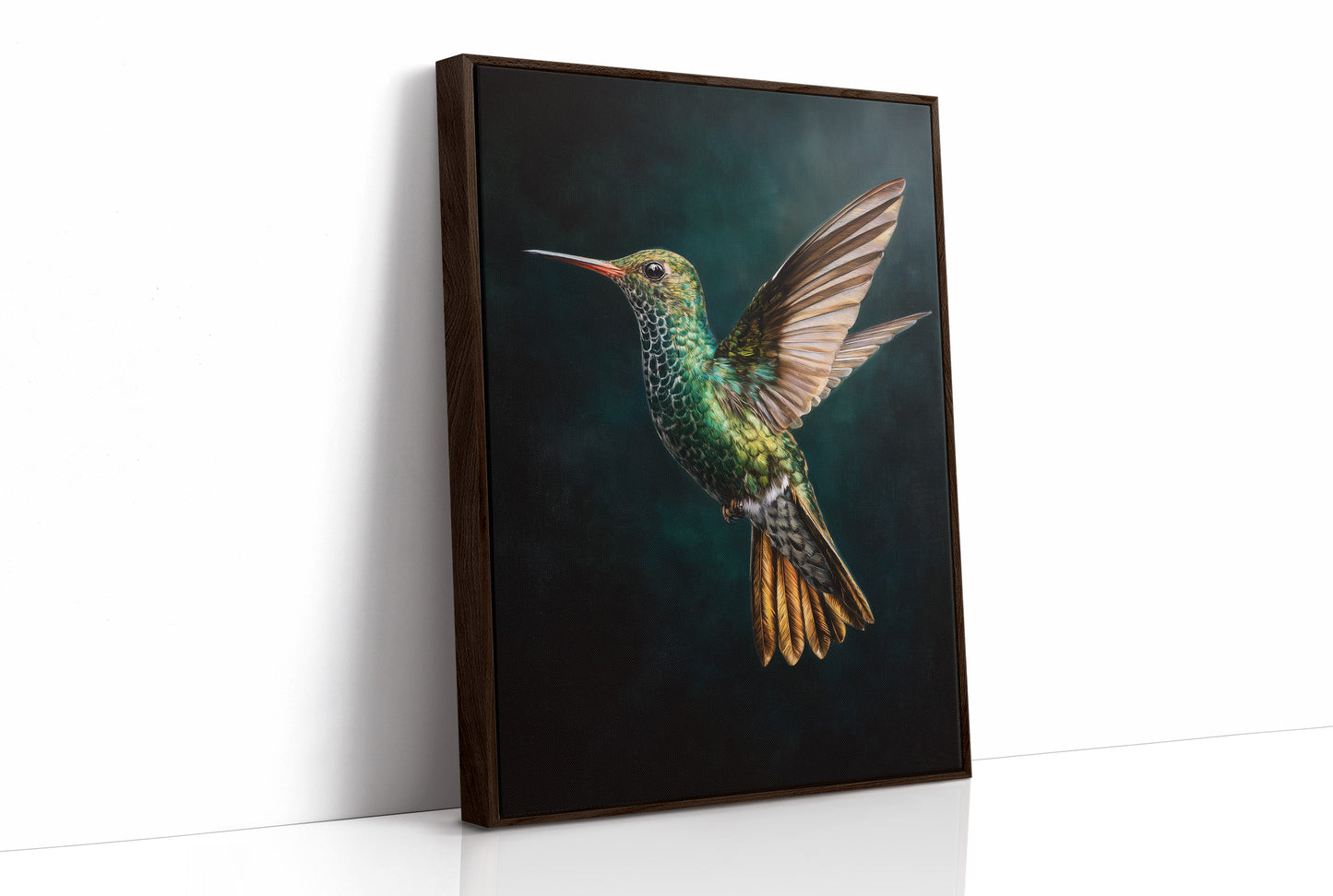 Jeweled Flight Against Midnight Teal
