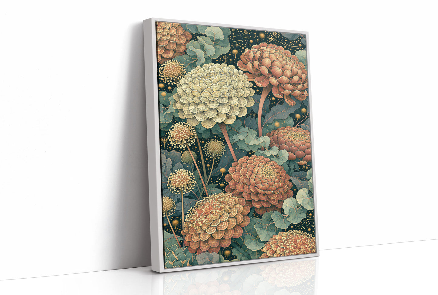 Coral Chrysanthemums Beneath the Constellations