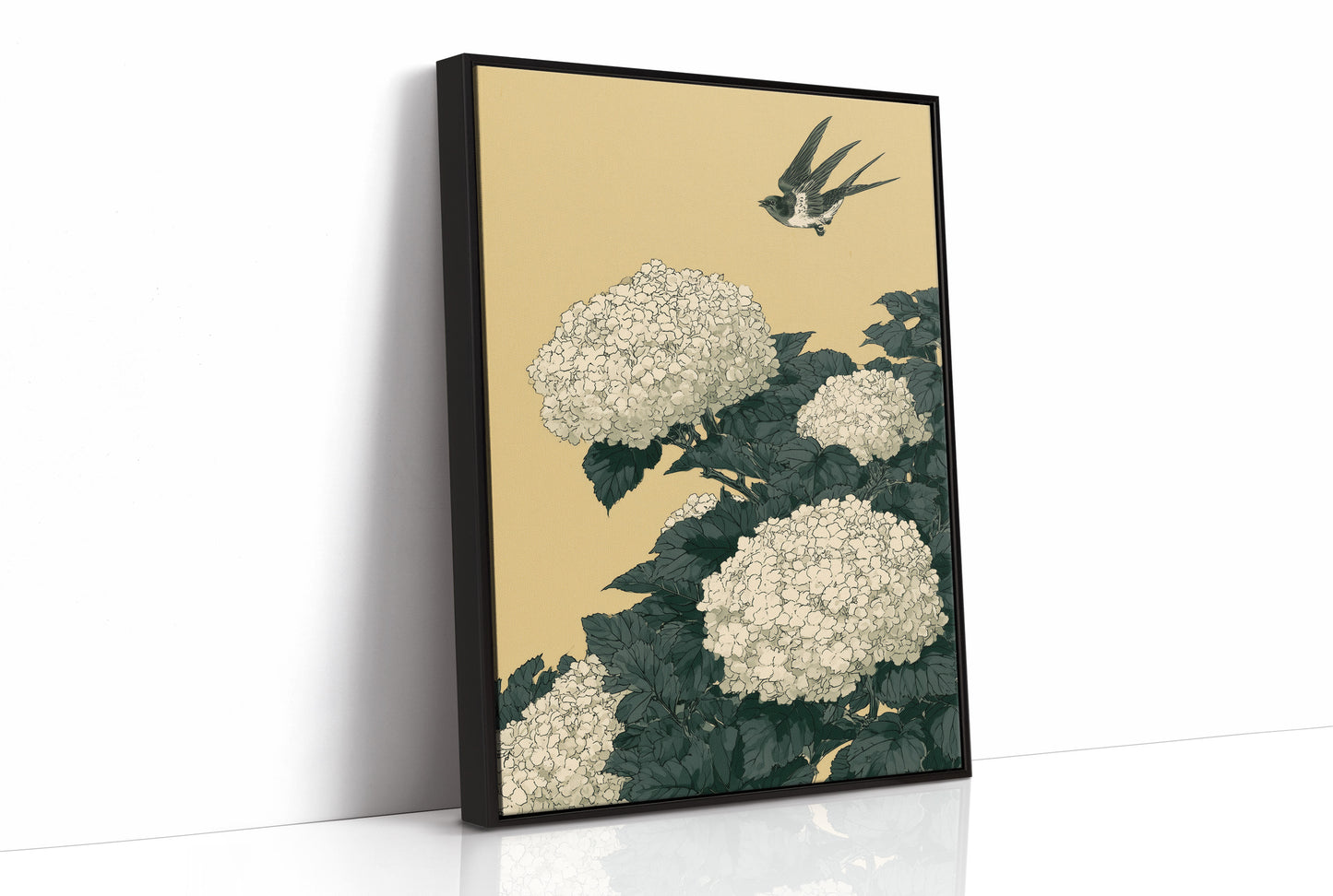 Swallow Over Golden Hydrangea