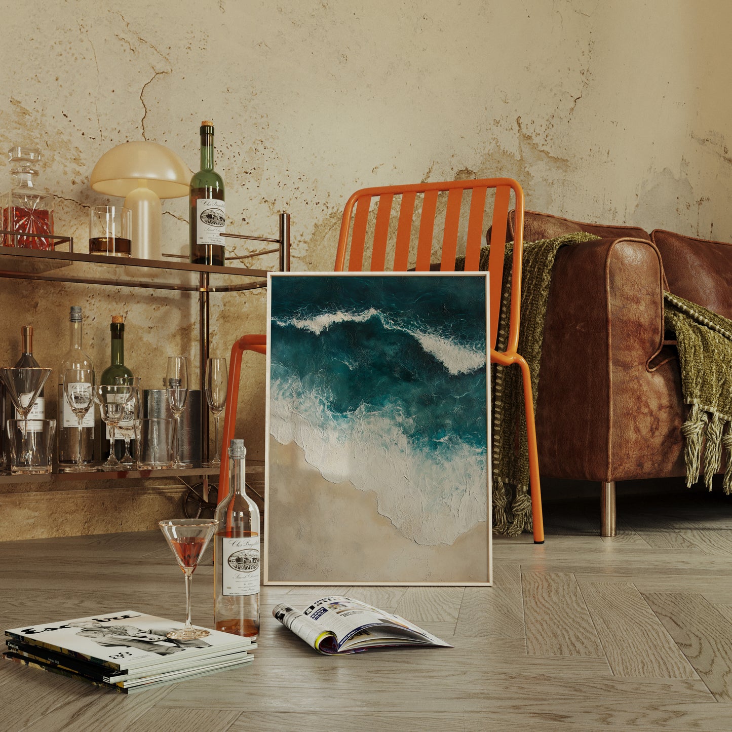 Waves Crashing on Sculpted Shore