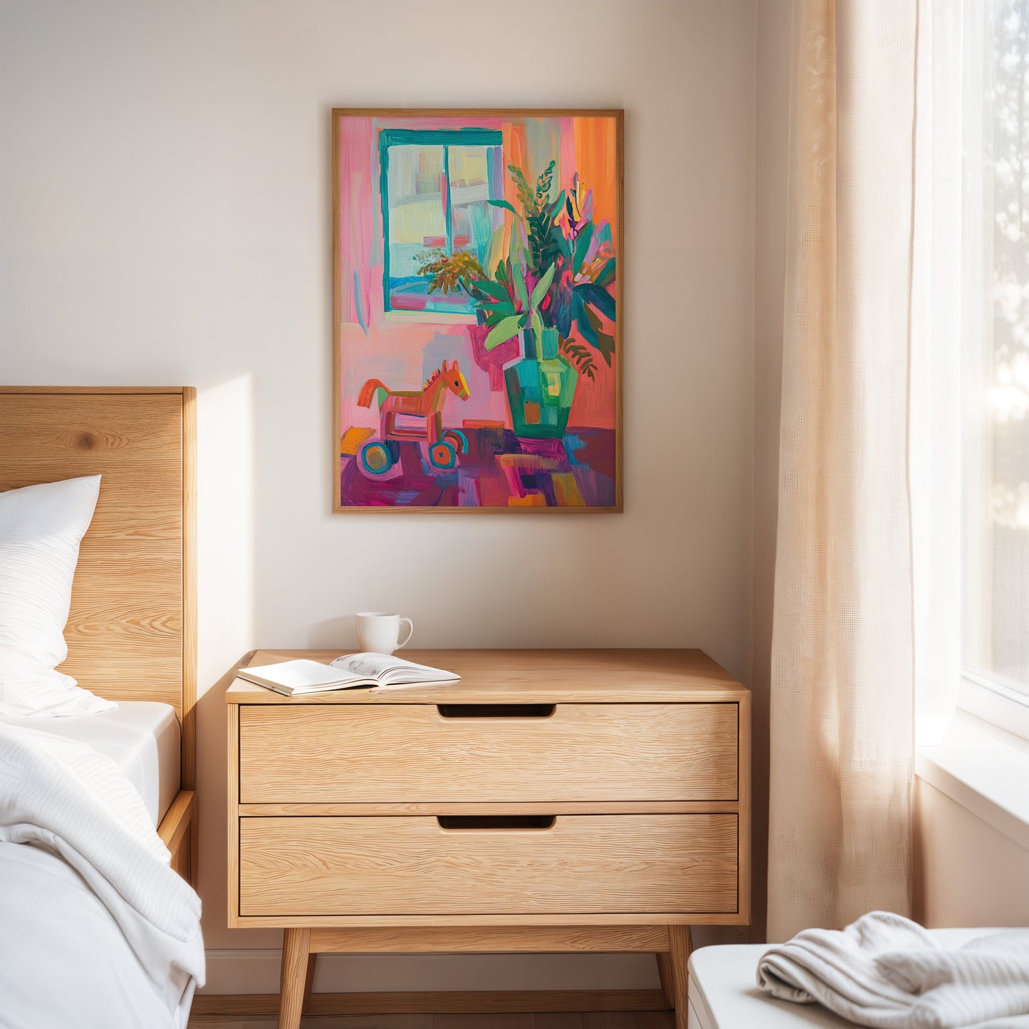 Wooden Horse By Summer Window
