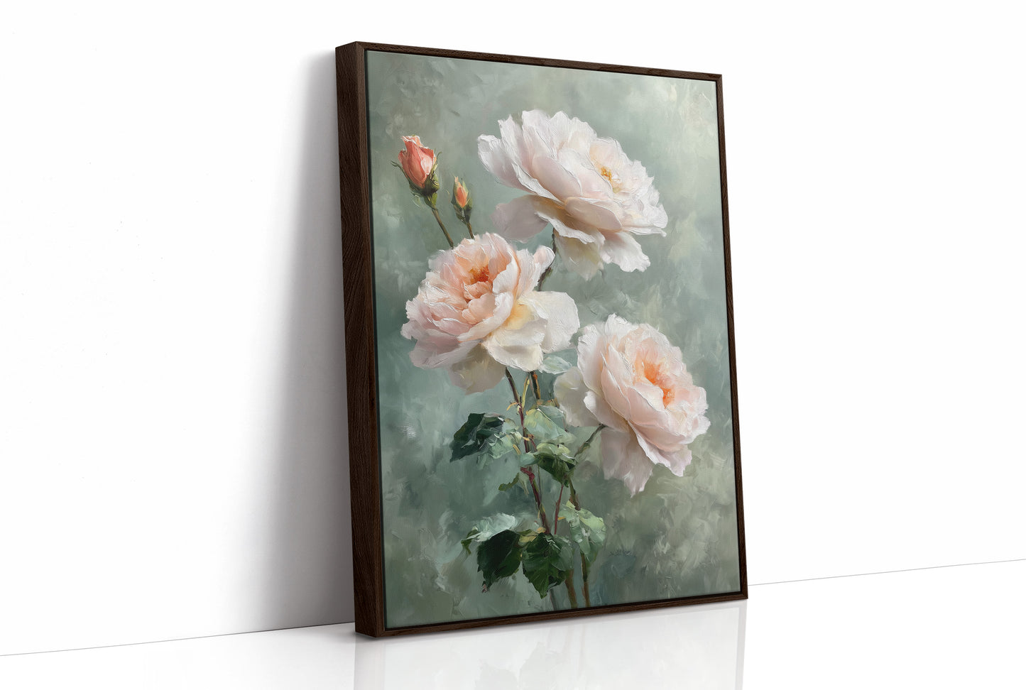 Blush Peonies Against Sage Memory