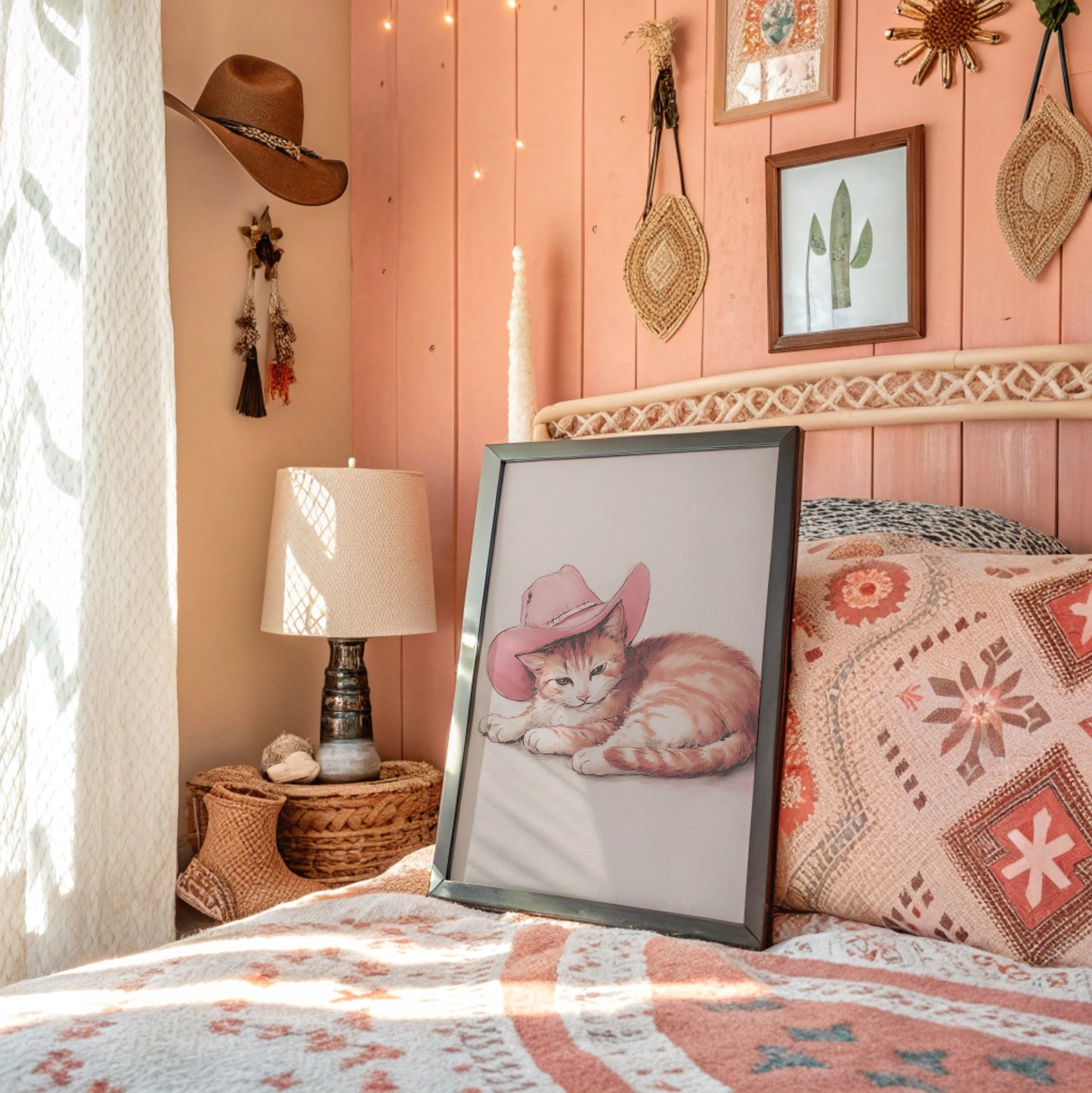 Ranch Cat Borrows Pink Cowboy Hat