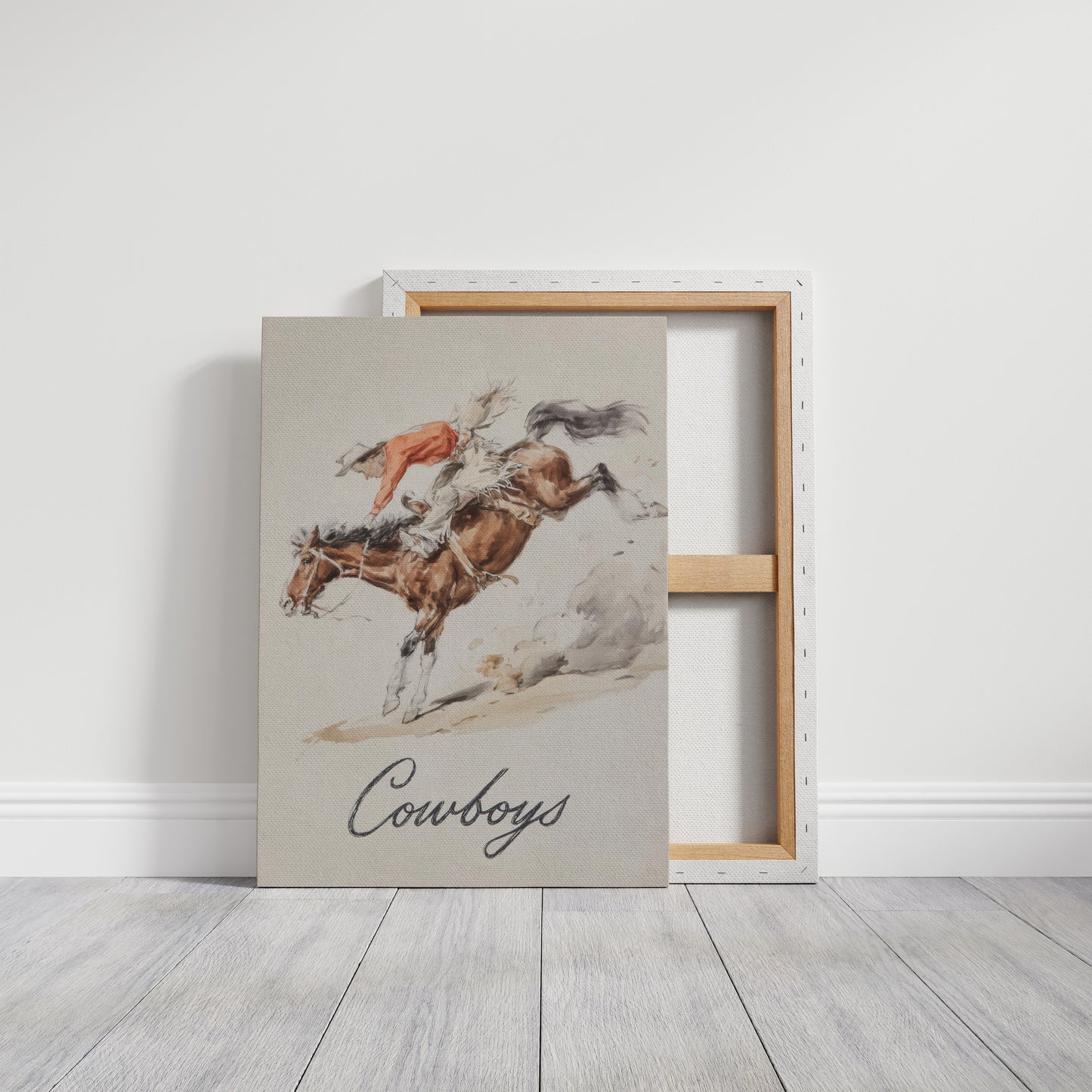 Wild Mustang Chase - Bronc Riding Cowboys
