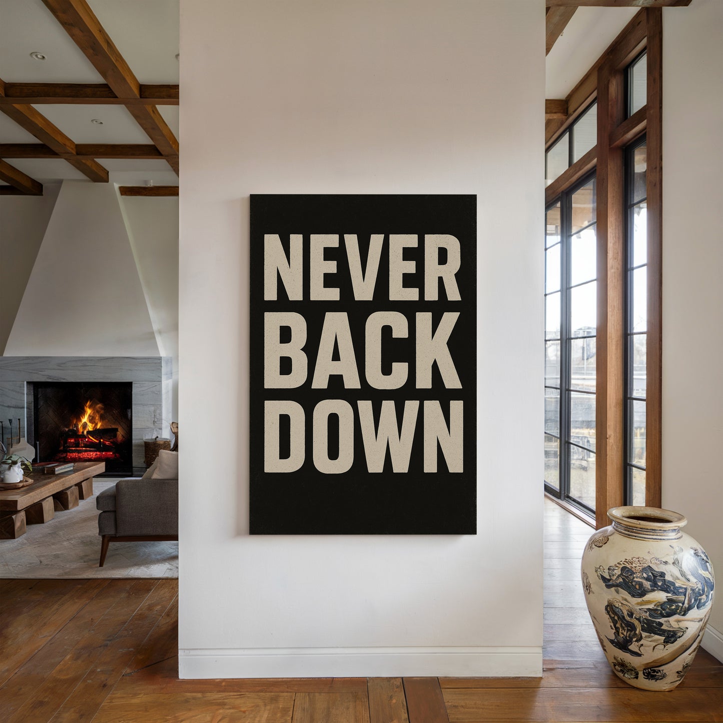 Never Back Down Grit Typography Poster