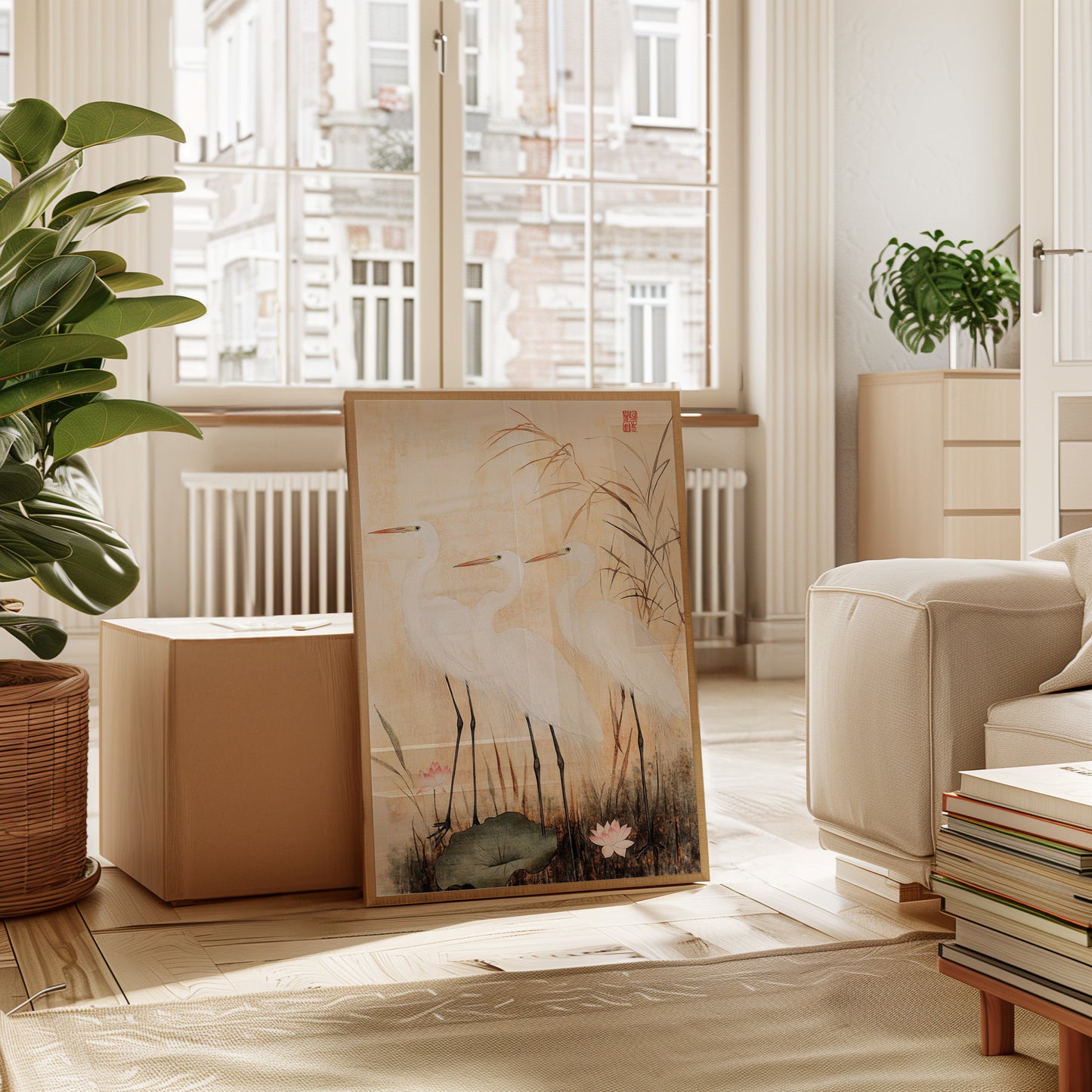 Japanese Egret Wall Art – Elegant Traditional Asian Nature Print