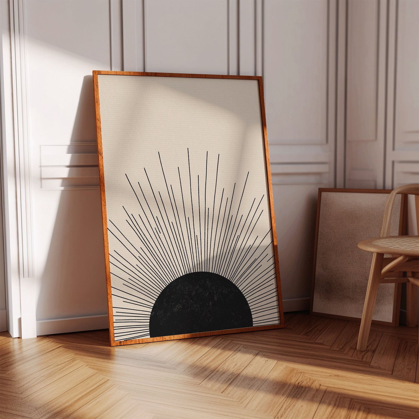 Minimal Black Sunburst Rising