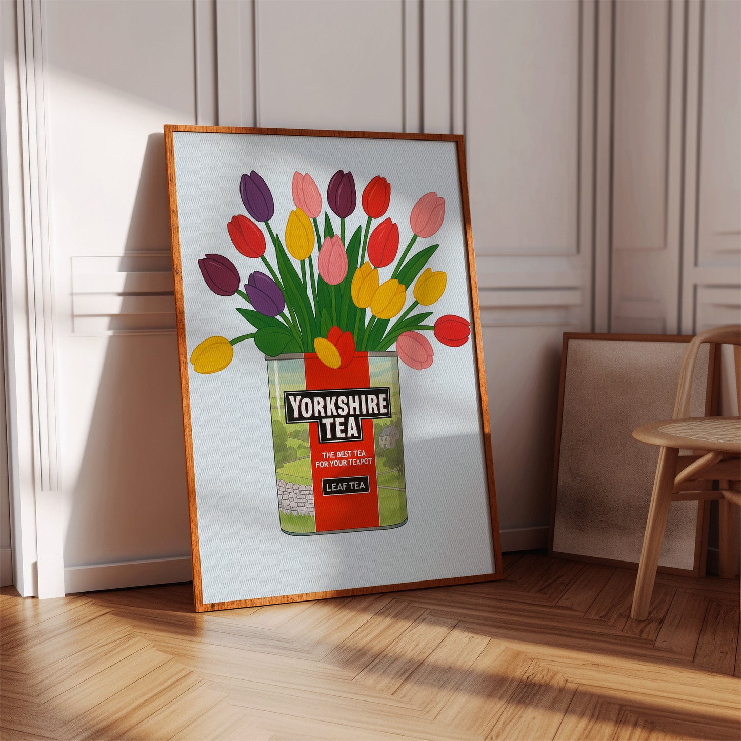 Tulips in a Yorkshire Tea Tin