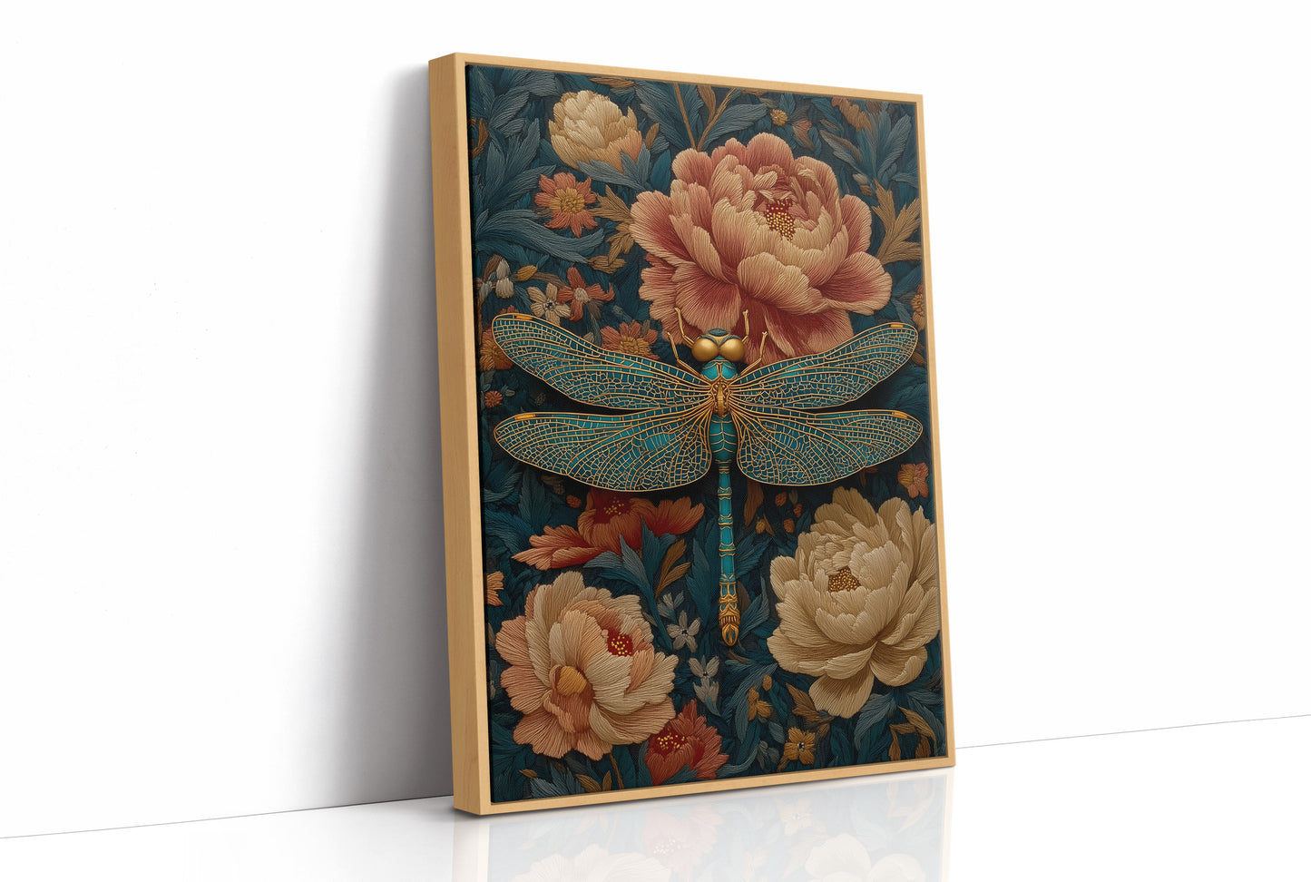 The Dragonfly Rests Among Peonies
