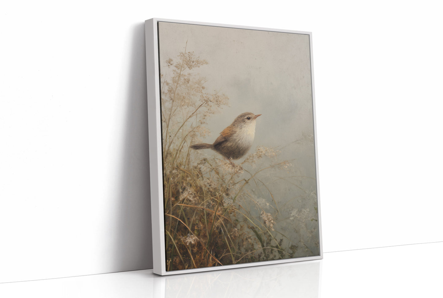 Wren Perches Among Autumn Reeds