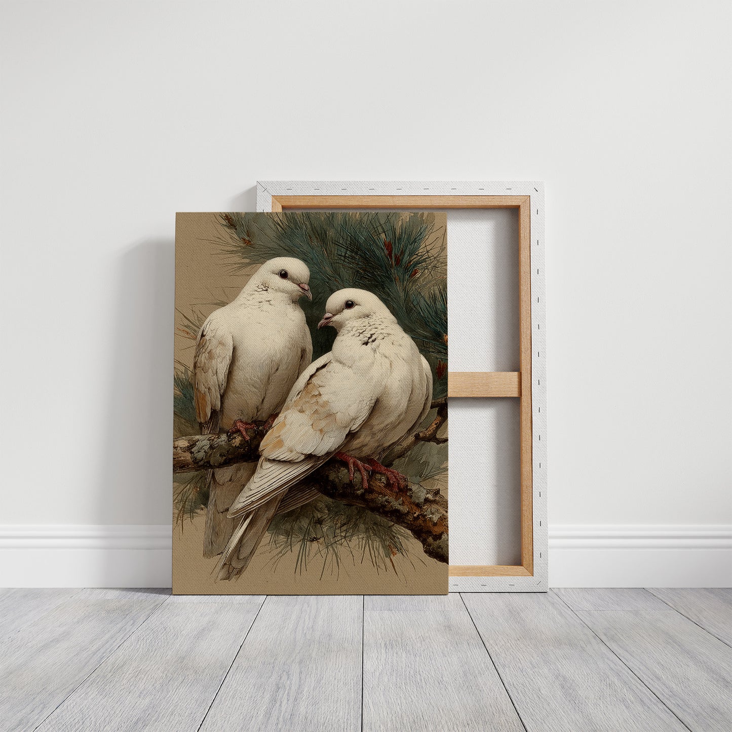 Two White Doves at Rest