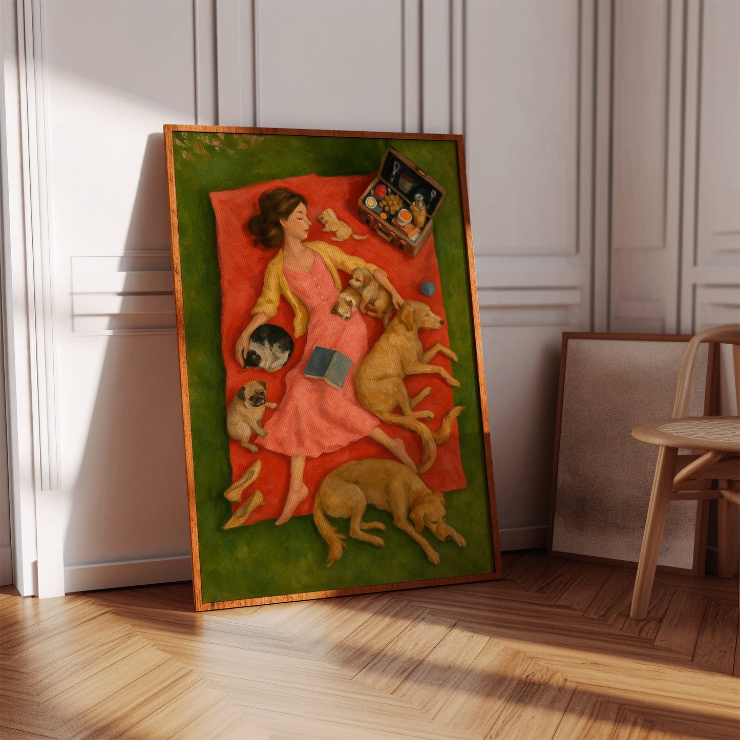 Picnic Nap with Dogs and a Book