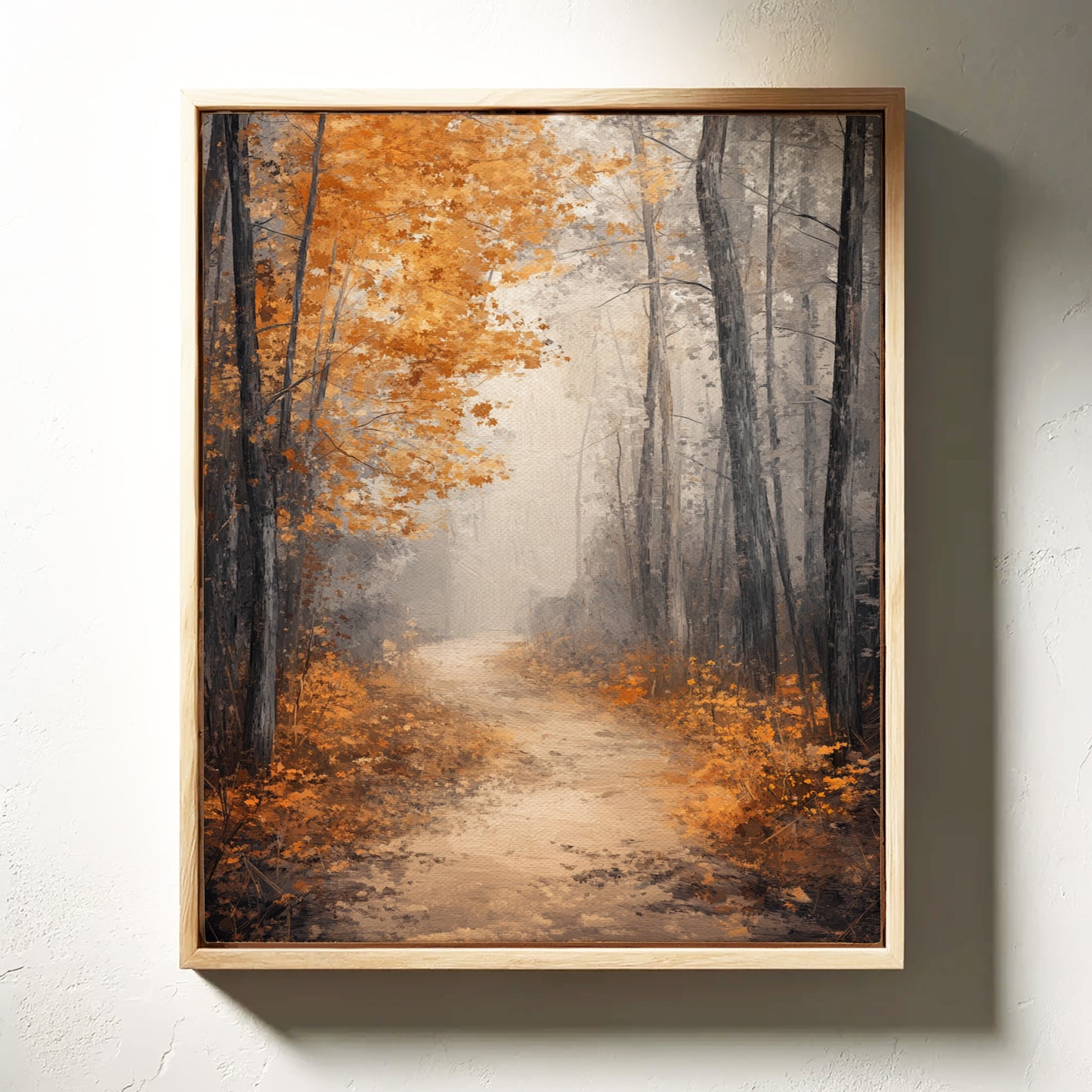 Golden Autumn Pathway Canvas Print - Tranquil Nature Art - Gallery Canvas image 15