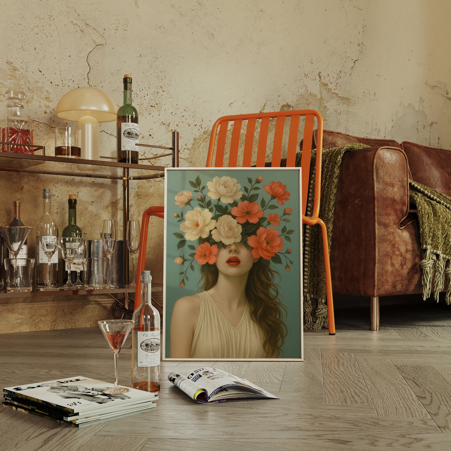 Flourish in Coral and Cream