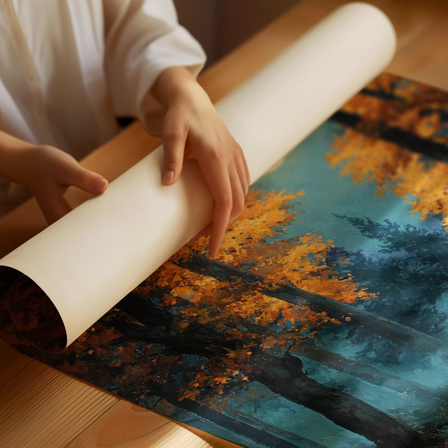 Moonlit Path Through Autumn's Embrace