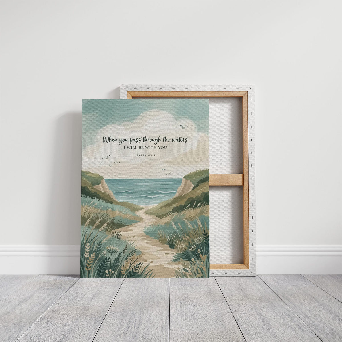Through the Waters: Coastal Path Scripture Print