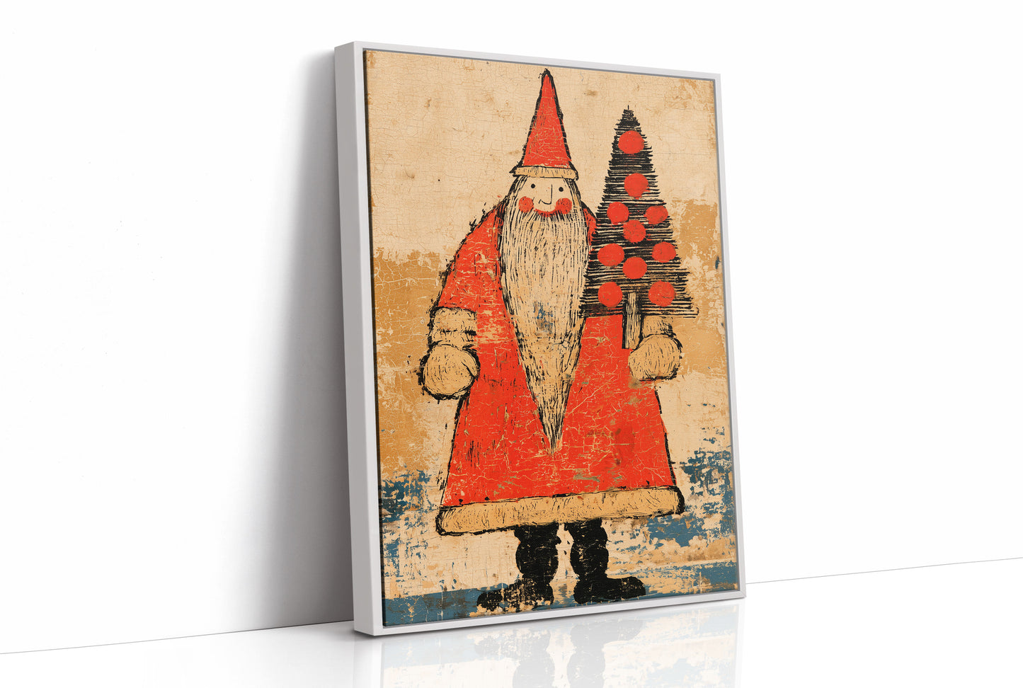 Primitive Santa & Tree