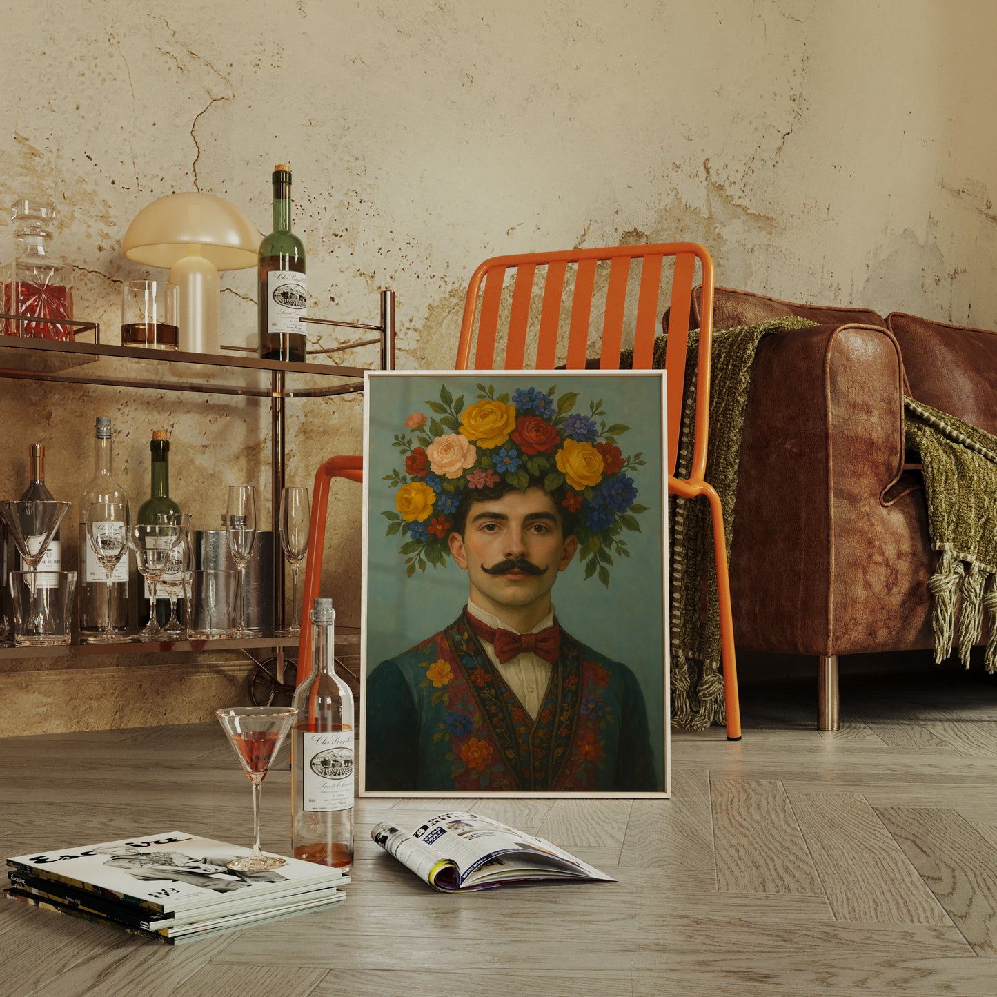 Floral Nobleman in Crimson Bowtie